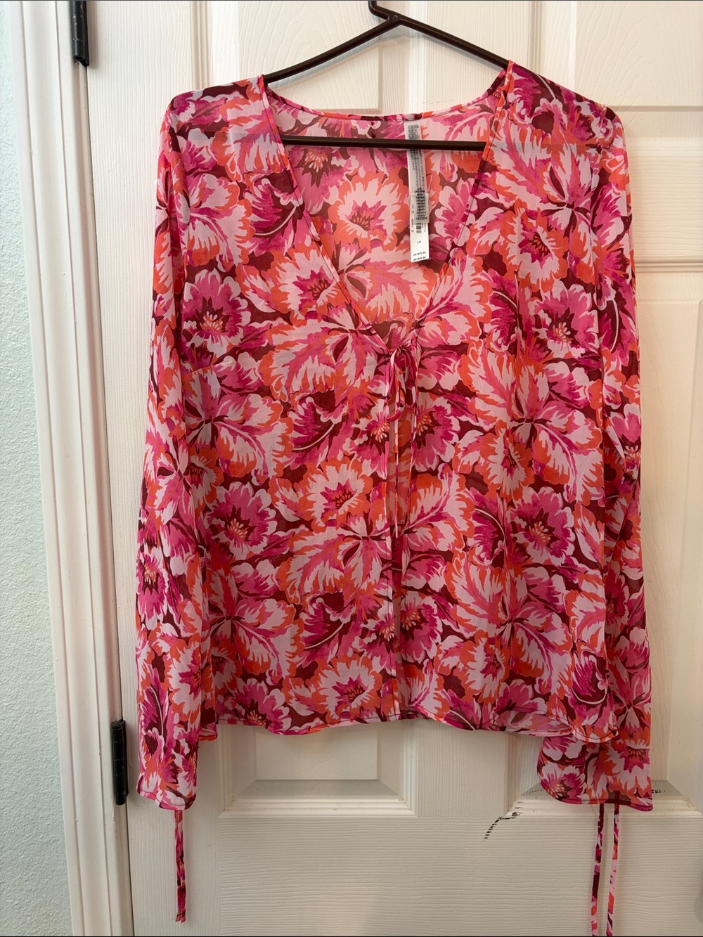 Victoria's Secret Pink Floral Tie-Neck Blouse